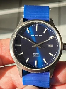 NEYMAR 40 mm Men's Automatic 200m Stainless Steel Watch, Blue Dial - Picture 1 of 8