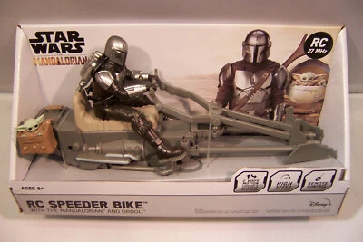 STAR WARS МАНДАЛОРСКИЙ ПУЛЬТ ДИСТАНЦИОННОГО УПРАВЛЕНИЯ СПИДЕР ВЕЛОСИПЕД С GROGU НОВЫЙ 27 МГЦ 11 дюймов - Изображение 1 из 4