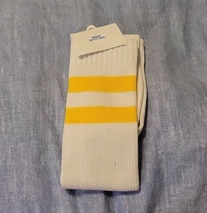 NEU Urban Outfitters kniehohe Schlauchsocken Damen Einheitsgröße gelb gestreift weiß - Bild 1 von 7