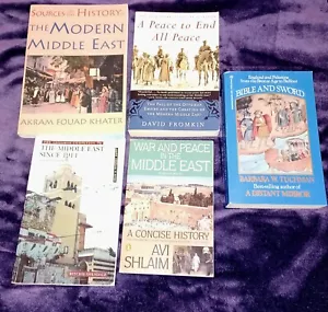 Middle East Book Lot includes Bible and Sword Barbara Tuchman History Sources - Picture 1 of 5