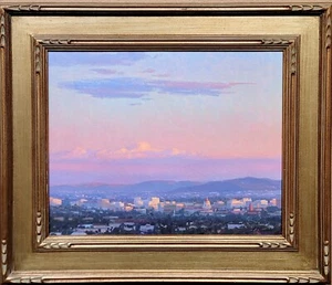 Charles Muench -Panoramic View Of Pasadena -Oil painting - Picture 1 of 9