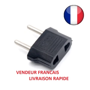 Adaptateur Secteur Prise Americaine US USA vers France Europe EU Eur FR voyage - Bild 1 von 3