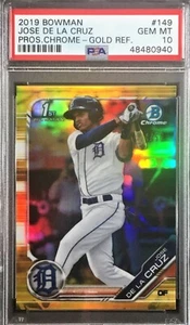 2019 1st Bowman Chrome Gold Refractor Jose De La Cruz RC PSA 10 POP 3 (14/50) - Picture 1 of 2