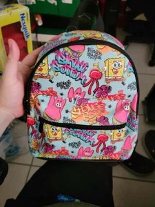 Sponge Bob Square Pants Premium Leather Backpack Mini Bag NEW Womens - Picture 1 of 12