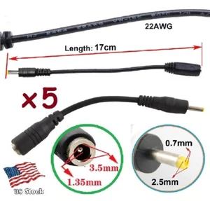 x5 DC Power 2.5x0.7mm Male Plug to 3.5x1.35mm Female Jack Converter cables - Picture 1 of 7