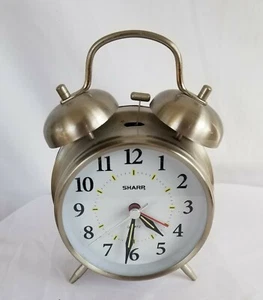 Sharp Twinbell Quartz Alarm Clock Battery Operated Analog Display Metal - Picture 1 of 2
