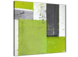 Lime Green Grey Abstract Painting Canvas Wall Art Print - 64cm Square - 1s339m - Picture 1 of 4