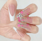 Hello Kitty 24 Piece Rhinestone Embellished Floral Valentine’s Day Ballet Nails