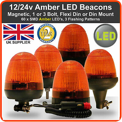 Green & Amber LED Beacons 12-24v Tractor Digger Dumper Seat Belt Warning Lights • 19.99£
