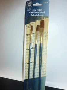 LOEW CORNELL 674 OX HAIR 3 pc BRUSH SET PACK 1/2'' 1/4'' 3/8'' - Picture 1 of 3
