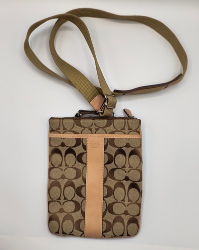 Borsa a tracolla Coach VINTAGE in pelle naturale e tela firmata marrone