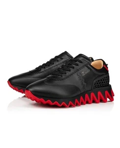 CHRISTIAN LOUBOUTIN Loubishark black leather low sneakers Size 9.5 / 42.5 - Picture 1 of 14