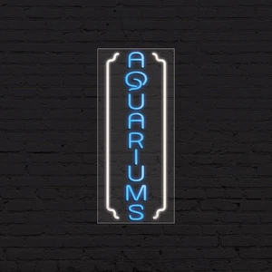 Aquariums Sign for Business Displays | LED Flex Neon | 13"W x 32"H x 1"D - Picture 1 of 4