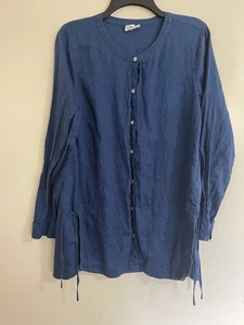 Blusa Top J Jill 100% Lino Manga Larga Botón Talla M Beach Core - Imagen 1 de 3
