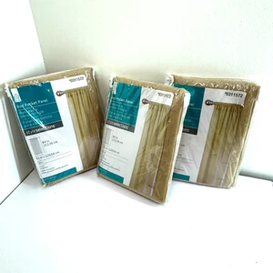 Set of 3 Gold Rod Pocket Curtains Panels Style Selections 51x84 Inches New Lot - Picture 1 of 4