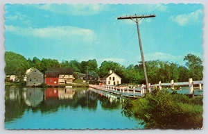 1964 Schwimmende Brücke über Sonnenuntergang Lake Brookfield Vermont VT Postkarte - Bild 1 von 2