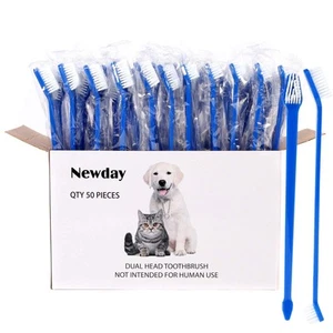 50 Pieces Double-Headed Dog Cat Pet Toothbrush, Super Soft Bristles Oral Care... - Picture 1 of 8