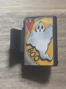 Hand Painted Wood Cut Halloween Ghost Claw Clip 2" - Picture 1 of 2