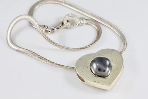Agatha Paris Silver Tone Heavy Chain Sliding Heart Snake Chain 16" Necklace - Picture 1 of 8