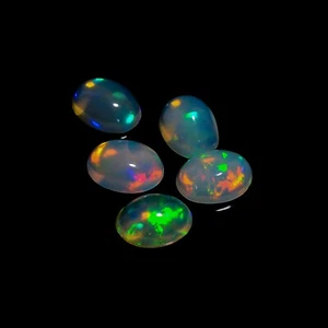 Natürlicher äthiopischer Opal ovale Form Cabochon lose Edelstein 5 Stck. Lot für Schmuck - Bild 1 von 3