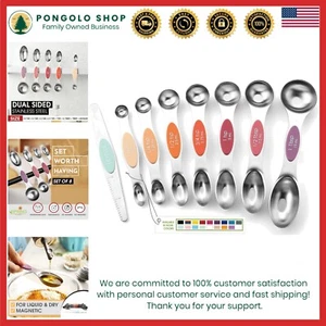 Versatile Stainless Steel Measuring Spoons - 8-Piece Set with Magnetic Nesting - Picture 1 of 11