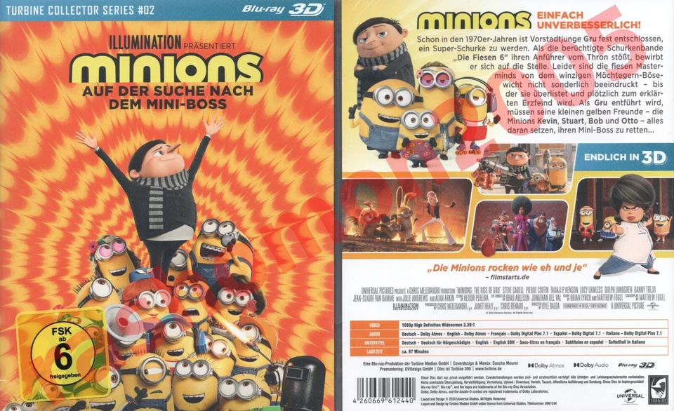 Blu-ray 3D MINIONS 2 THE RISE OF GRU (2022) Alan Arkin Steve Carell Region B NEW - Image 1 of 1