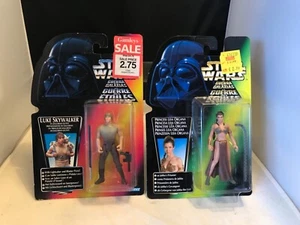 KENNER STAR WARS 1996 LUKE SKYWALKER & 1997 PRINCESS LEIA ORGANA NEVER OPEN MIB - Picture 1 of 12