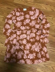 Hanna Andersson Girls Floral Long Sleeve Dress Brown Size 150 US Size 12 - Picture 1 of 3