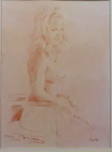 Roy Petley (geb.1950) Sepia Red Crayon Female Nude Study. 1987 - Bild 1 von 6