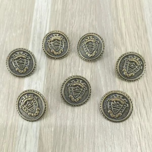 Button Lot Loose Coat of Arms Style Brass Colored Shank Sewing Craft Closures - Picture 1 of 4