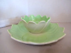 Fire King  Pastel Milk Glass Lotus Plate Bowl Set Green