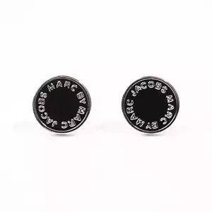 Marc Jacobs Logo Circular Earrings Black / Silver Base Metal Earrings Metal Blac - Picture 1 of 6