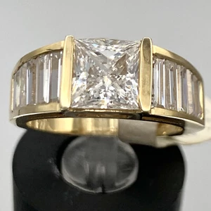 2CT Mens CZ Wedding Engagement Ring SOLID 14K Yellow Gold Sz 5.25 UNISEX - Picture 1 of 10