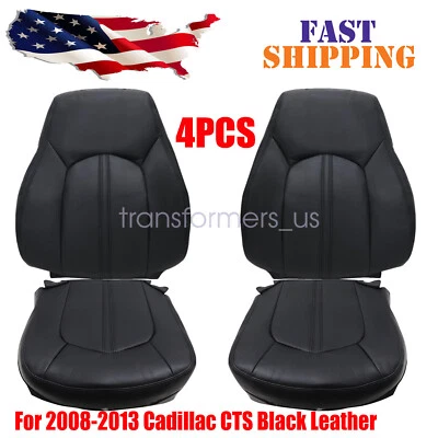 Front Driver& Passenger Leather Seat Cover Black For 2008 2009-2013 Cadillac CTS - Image 1 of 4