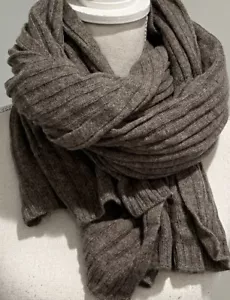 MARTHA STEWART Luxurious Heavy Cable Knit 100% 2-Ply Cashmere Scarf/Shall NWOT - Picture 1 of 14