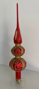 Wunderschöne Christbaumspitze XL Rot Gold Reflex Glitter 1005/22 - Picture 1 of 6