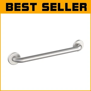Stylish 30" x 1.25" Satin Stainless Steel Grab Bar with Snap-On Flange Covers - Picture 1 of 8
