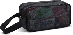 Portable Mesh Hanging Shower Caddy Toiletry Bag for Dorm Gym Camp Black - Picture 1 of 7