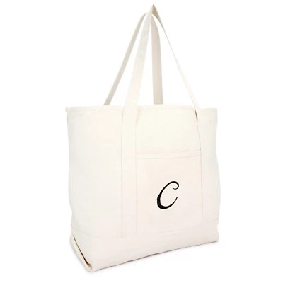 Bolso de Mano DALIX de Lona con Monograma Regalos Personalizados Beige con Cremallera Letra A - Z Foto 1 de 4