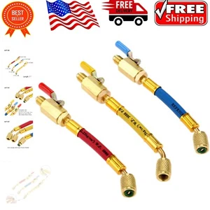 Premium 7" AC Charging Hoses Set - R134A, R410A, R22, R12 with Manual Ball Valve - Picture 1 of 9