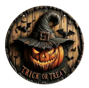 Halloween Kürbis Hexe Runde Dekor Plakette 8 Zoll x 8 Zoll Neu - Bild 1 von 4