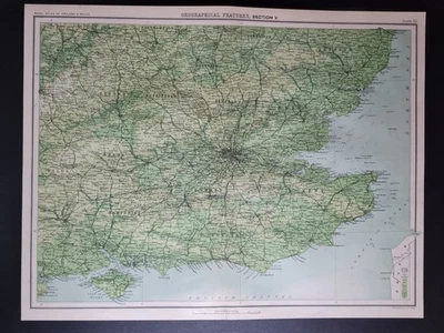 Mapa antiguo de 1898 - Sudeste de Inglaterra - Orografía - Bartolomé Foto 1 de 4