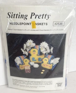 VTG Studio 12 Needlepoint Kit Sitting Pretty Duck 3 Baskets Rainbow 1983 New - Picture 1 of 5