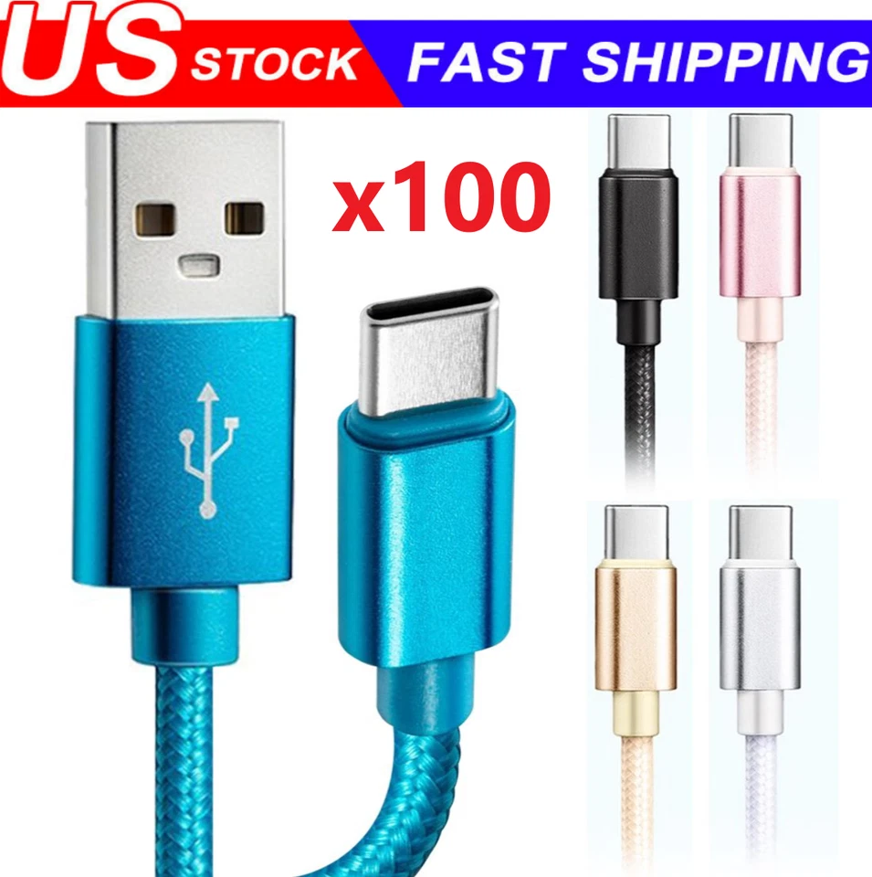 Braided USB to Type-C Fast Charging Data SYNC Charger Cable Cord 3/6/10FT Lot - Image 1 of 4