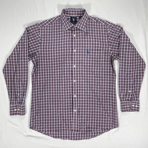 US Polo Assn. Shirt Mens L Slim Fit Button Down Red White Blue Check Long Sleeve - Picture 1 of 15