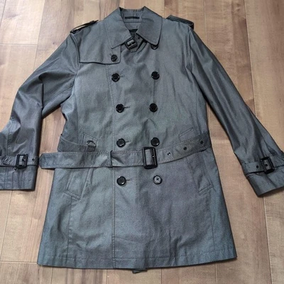 Burberry Black Label Gray Double-Breasted Trench Coat with Removable Liner New Foto 1 de 4