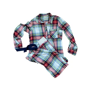 Aerie Pajama Set XS Plaid Long Sleeve Top Jogger Lounge Sleepwear Red White - Picture 1 of 9