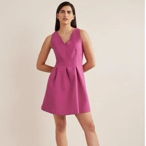 BODEN Pink V-neck Wool Blend Skater Peplum Mini Dress Sz 10 NWT - Picture 1 of 8