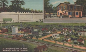 Postkarte Mitiwanga Ohio Midget Stadt und Terrasse am Lake Erie - Bild 1 von 2