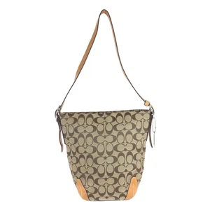 Coach Signature Beige Braun Silber Hardware Canvas Leder Hobo Schultertasche für - Bild 1 von 10